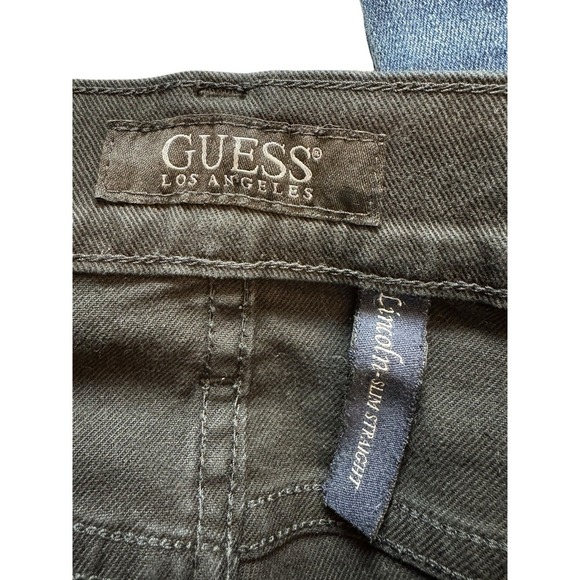 Guess‎ Lincoln Slim Straight Black Jeans W36/L30 W/Guess Triangle Stretch Aged - Picture 14 of 14